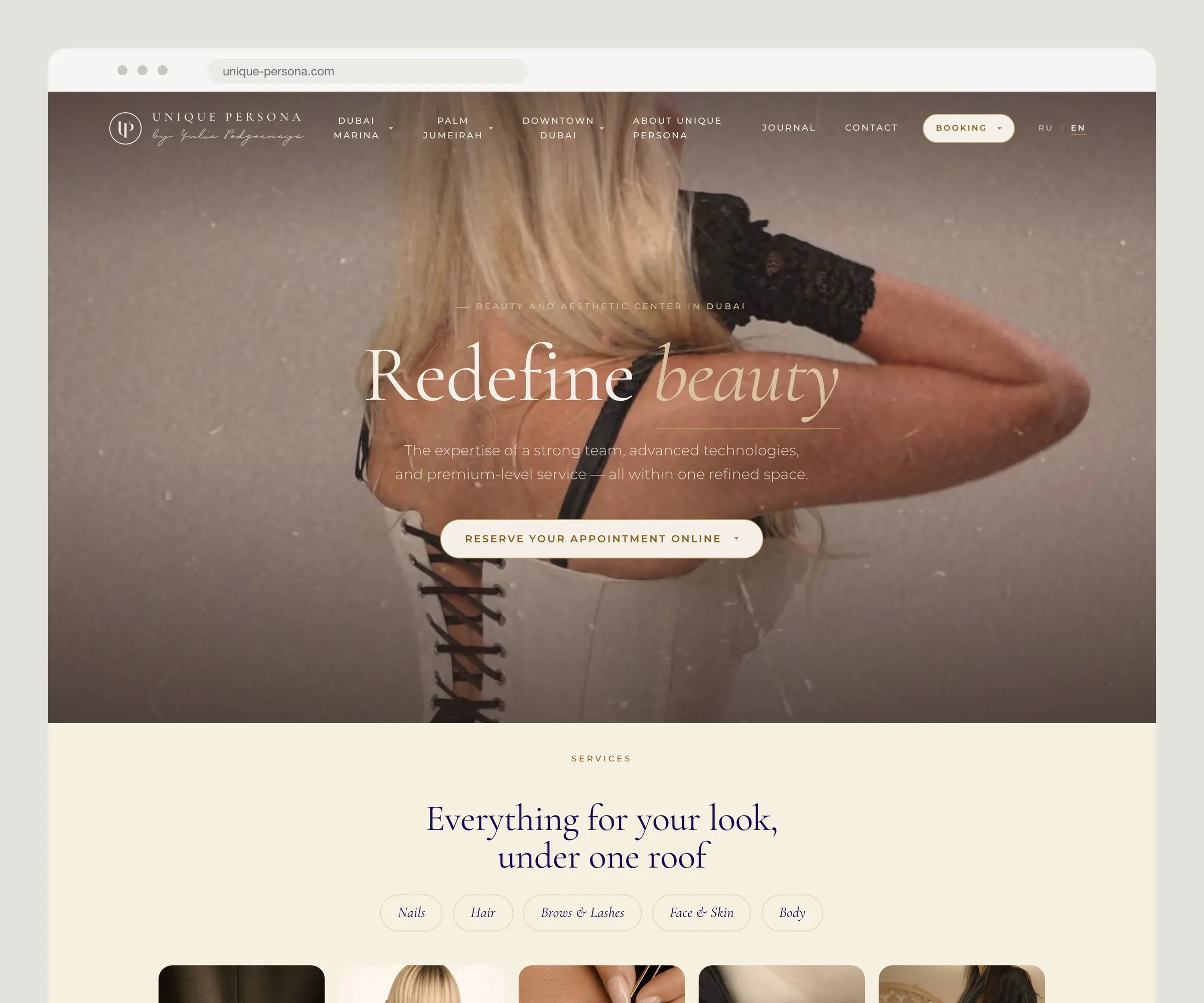Unique Persona website, built by Ryden Studio