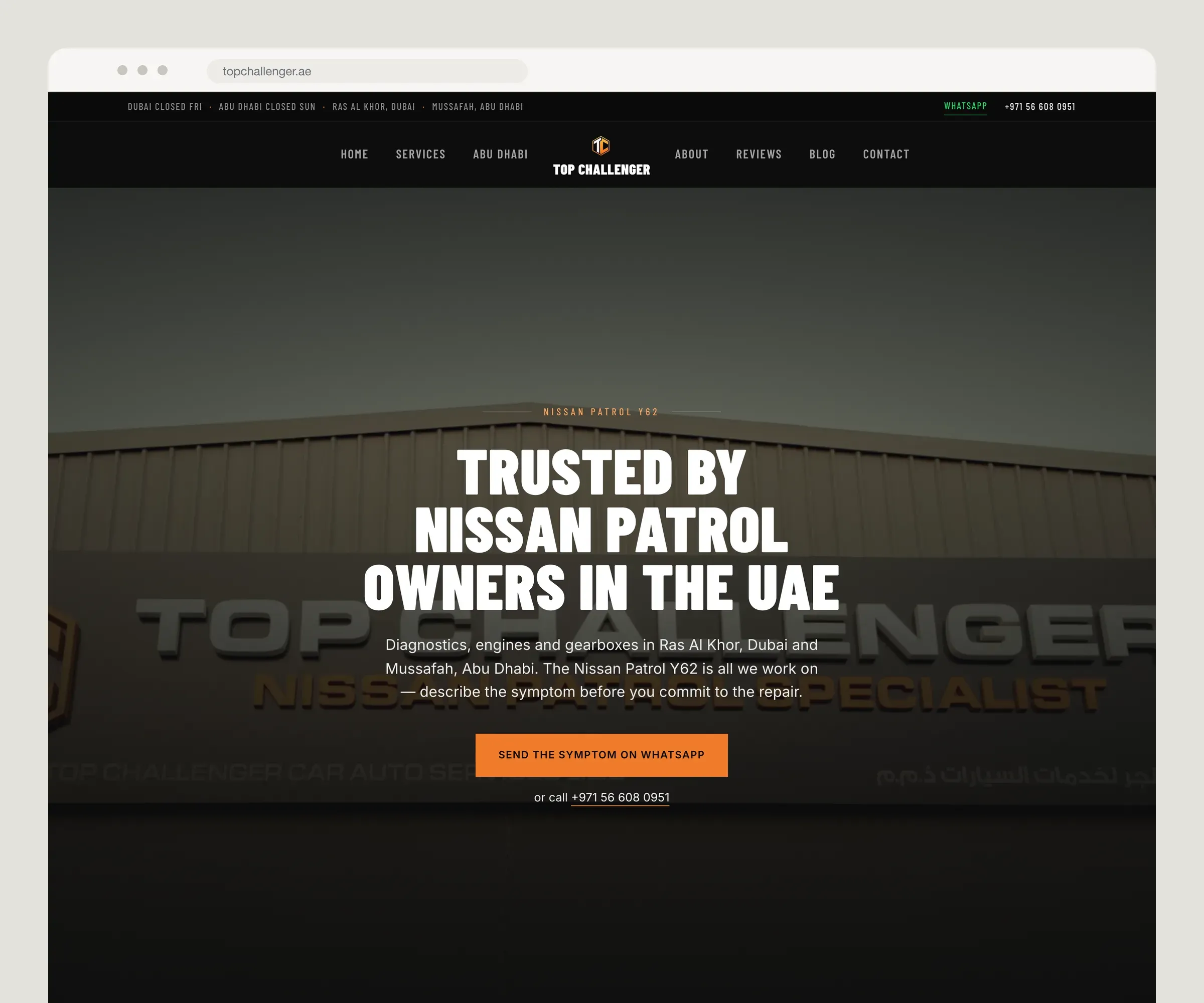 Top Challenger website, built by Ryden Studio